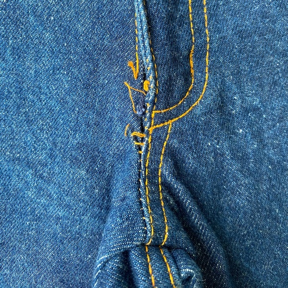Vintage 1970s XXS XS 22 Chemin De Fer Wide Bell Bottom Denim Jeans Flares Hippie - Picture 7 of 9